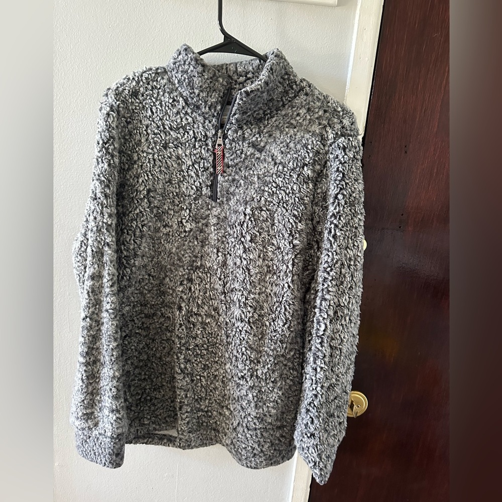 Fuzzy warm quarter zip collar sweater